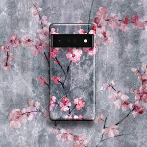 Cherry Blossom Slate Phone Case | Avail. for Google Pixel 8 Pro, Pixel 7 Pro Pixel 6 Pro 5 4 XL 4a 5G 3A XL 3 2 Pink Sakura Flower Japan