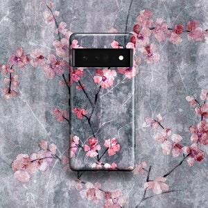 Kirschblüten Schiefer Handyhülle | Für Google Pixel 9 Pro XL 9a Pixel 8 Pro Pixel 7 Pro Pixel 6 Pro 5 4 XL 4a 3A 3 2 Pink Sakura Flower Japan