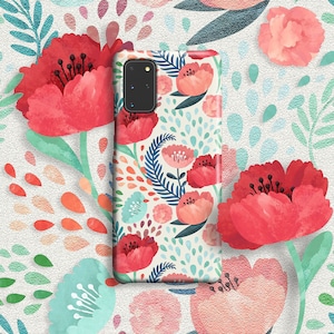 Etui na telefon z motywem kwiatów maków – do Samsunga Galaxy S26 Ultra, S25 Plus, S24, S23, S22, S21, Galaxy S20 FE, Note 20 – kwiaty