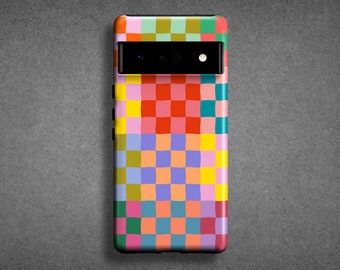 Bunte Schachbrett Handyhülle | Für Google Pixel 10 Pro XL Pixel 9 Pro 9a, Pixel 8 Pro, Pixel 7 Pro, Pixel 6 Pro Floral Designer