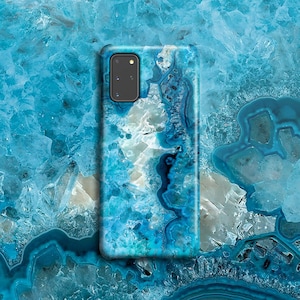 Blue Quartz Crystal Marble Phone Case - For Samsung Galaxy S25 Ultra S24 Plus S23 S22 S21 S20 FE S10 S9 S8 Note 20 Ultra S10e S7 A51 A72
