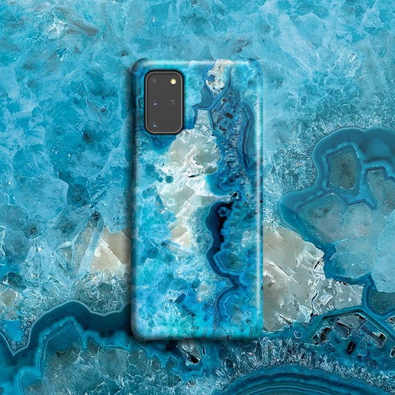 Blue Quartz Crystal Marble Phone Case for Samsung Galaxy S24 Ultra S23 Plus  S22 S21 S20 FE S10 S9 S8 Note 20 Ultra S10e S7 A51 A52 A72 