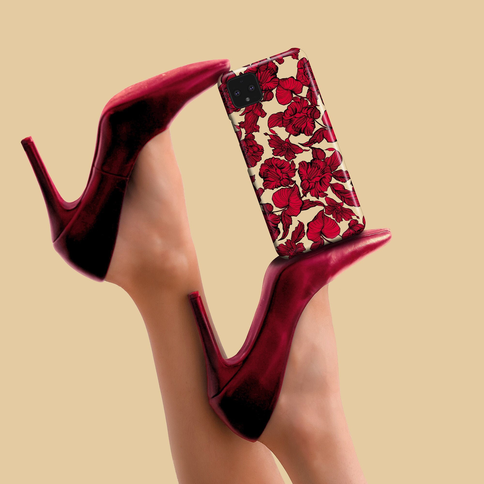 pour portable fleurs rouges | Pour Google Pixel 10 Pro XL, Pixel 9 Pro 9a, Pixel 8 Pro, Pixel 7 Pro, Pixel 6 Pro, fleurs