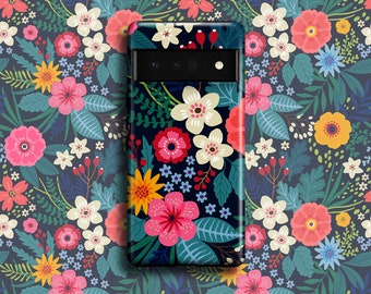 Funda para teléfono con estampado floral vibrante / Para Google Pixel 10 Pro XL Pixel 9 Pro 9a Pixel 8 Pro Pixel 7 Pro Pixel 6 Pro Flores silvestres de primavera Regalo para ella