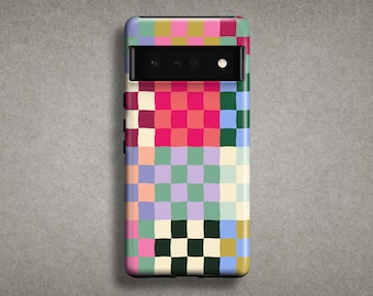 Designer Bunte Schachbrett-Telefon-Hülle | Für Google Pixel 10 Pro XL Pixel 9 Pro 9a, Pixel 8 Pro, Pixel 7 Pro, Pixel 6 Pro, Floral
