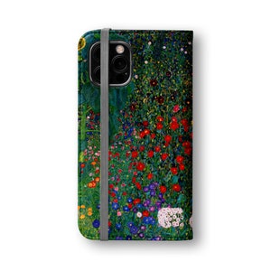 Gustav Klimt Farm Garden with Sunflowers Phone Wallet For iPhone 15 Pro Max 14 Pro 13 mini 12 11 Samsung Galaxy S23 S22 S21 Floral Card image 4