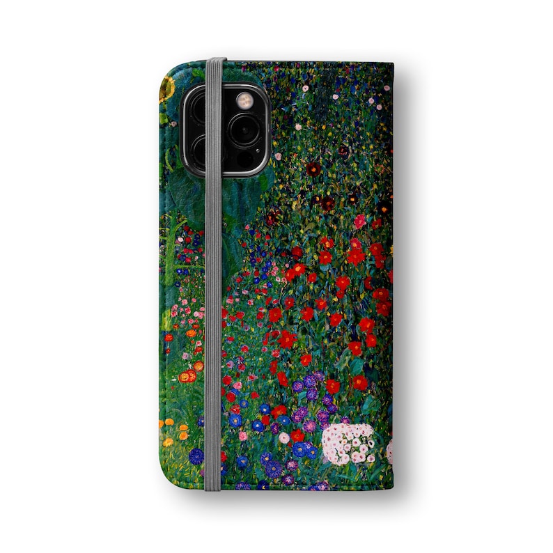 Gustav Klimt Farm Garden with Sunflowers Phone Wallet For iPhone 15 Pro Max 14 Pro 13 mini 12 11 Samsung Galaxy S23 S22 S21 Floral Card image 4