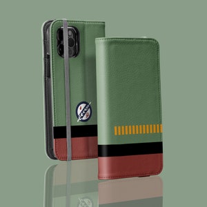 Portafoglio per telefono a strisce Boba Fett - Per iPhone 16 Pro Max iPhone 15 Pro 14 13 Star 12 11 Samsung Galaxy S25 S24 S23 S22 Galaxy S21 S20 Wars
