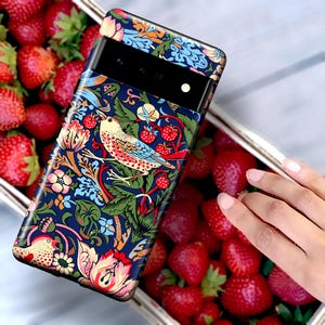 William Morris Strawberry Thief Phone Case | For Google Pixel 11 Pro XL, Pixel 10 Pro, Pixel 9, Pixel 8 7 Pro, Pixel 6 Floral Birds