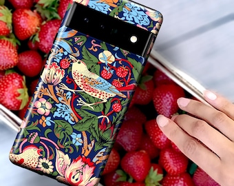 William Morris Strawberry Thief Phone Case | For Google Pixel 10 Pro XL Pixel 9 Pro 9a Pixel 8 Pro Pixel 7 Pro Pixel 6 Pro Floral Birds