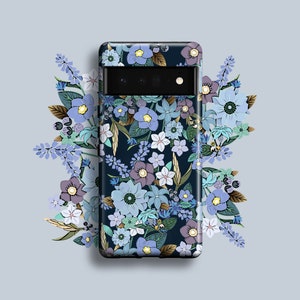Jardin Bleu Phone Case | For Google Pixel 9 Pro XL 9a Pixel 8 Pro Pixel 7 Pro Pixel 6 Pro Pixel 5 Pixel 4 Pixel 4a 3 Blue Floral Wild Flower
