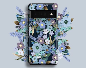 Funda para teléfono Jardin Bleu / Para Google Pixel 10 Pro XL Pixel 9 Pro 9a Pixel 8 Pro Pixel 7 Pro Pixel 6 Pro Flores silvestres azules