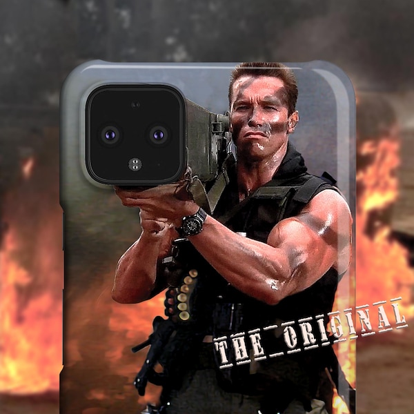 Étui pour téléphone Arnold Schwarzenegger - Pour Google Pixel 5 Case 4 XL, Google Pixel 4 4a Commando Bazooka lance-roquettes amusants Cadeaux pour hommes Dur à cuire