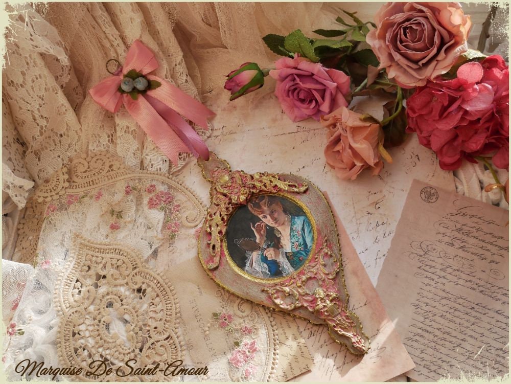Tableau Romantique de Style Vintage, Tableau Baroque, Décoration Murale Romantique, Shabby, Ornement