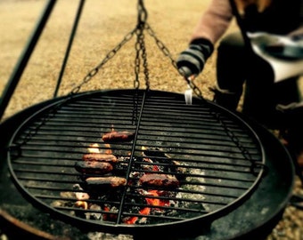 Grand gril suspendu de cuisson au feu de camp pour trépied de cuisson