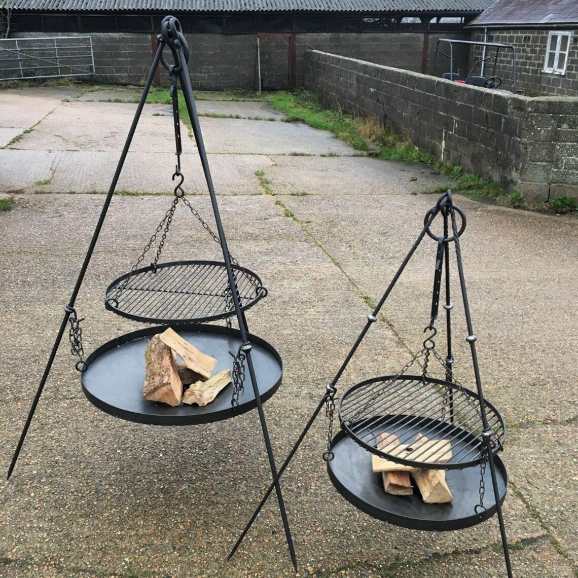 Large Campfire Tripod Firepit Set With Grill Etsy UK
