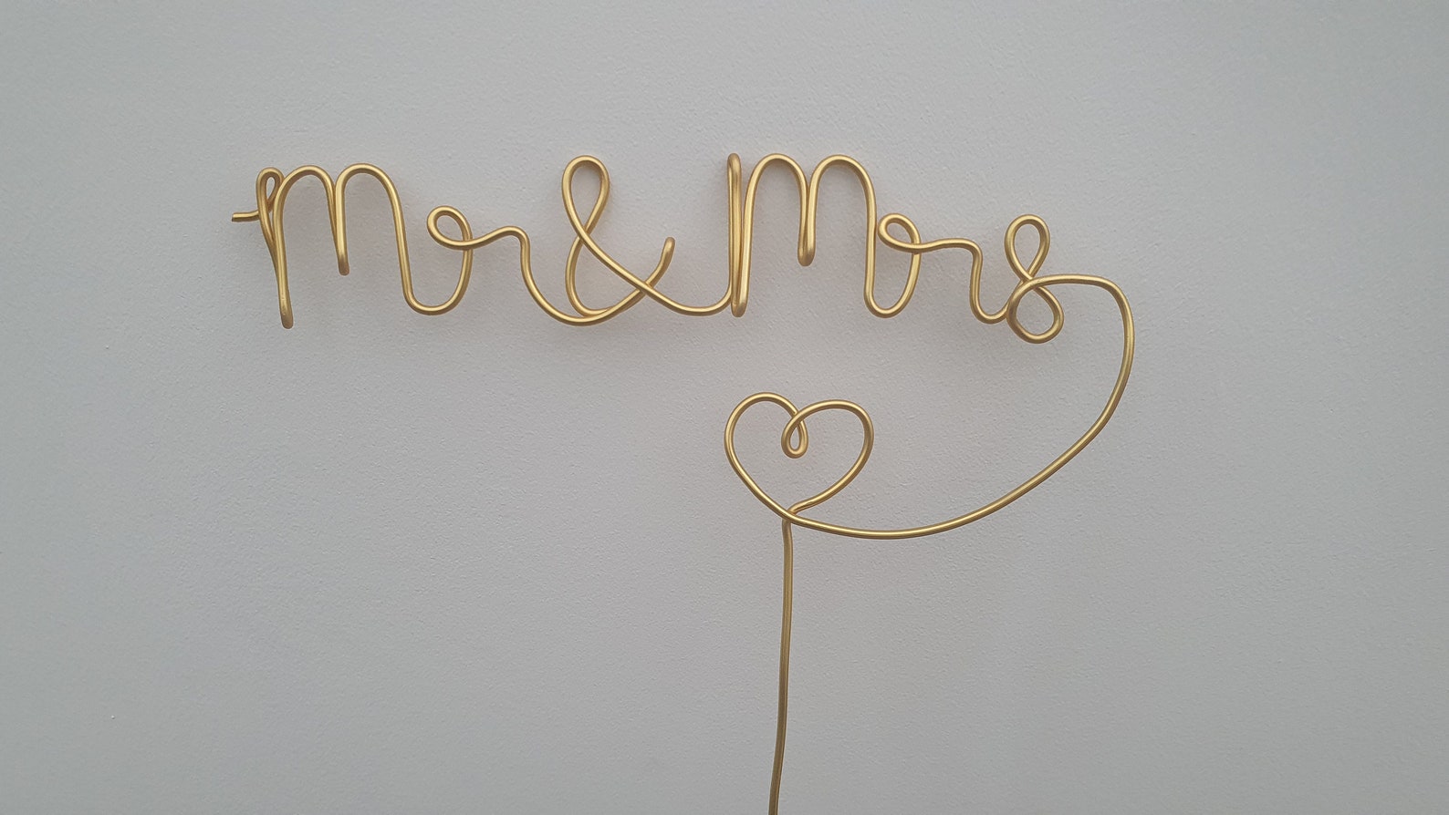 Mr & Mrs Wire Cake Topper for Wedding Cake, Reusable Custom Cake Toppers, Gold Silver Copper