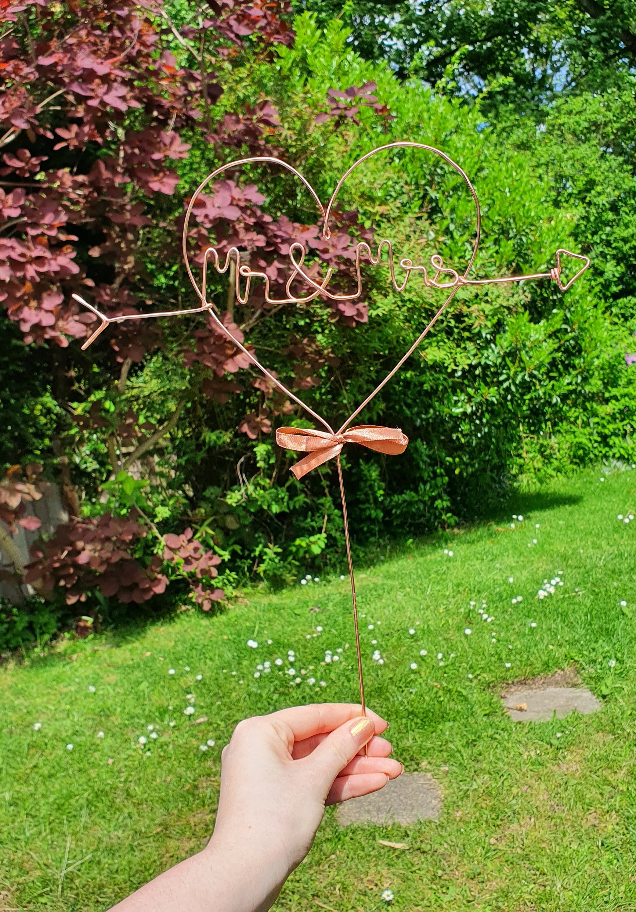 Mr & Mrs Heart Wire Cake Topper for Wedding Cake Handmade Etsy UK