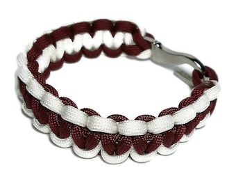 Paracord Bordeaux/Bracelet Crochet Blanc pour Homme