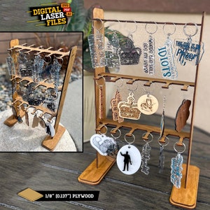3 Tier Keychain Stand SVG + Ai Laser Cut Files -- INSTANT DOWNLOAD