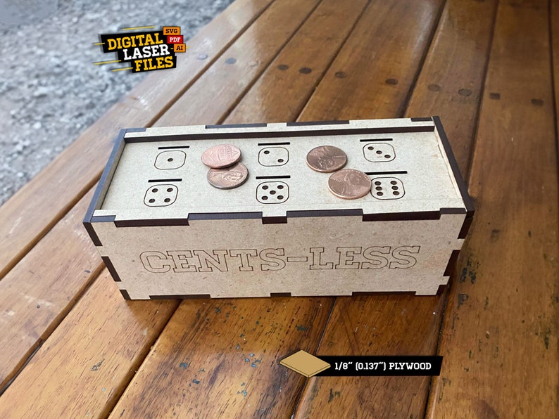 Cents-less the Game (version 2 - Thinner Wood Model) SVG + Ai Laser Cut ...