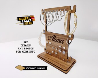 Soporte de joyería SVG + Ai Laser Cut Files - DESCARGA INSTANTE