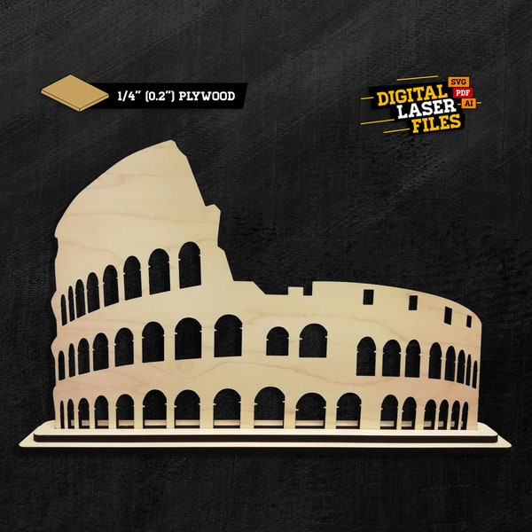 Rome Colosseum SVG + Ai Laser Cut Files -- INSTANT DOWNLOAD