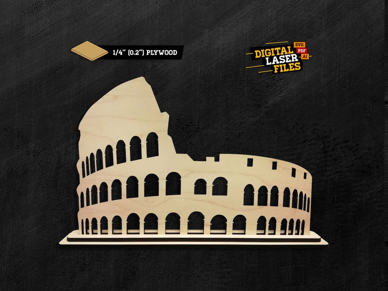 Rome Colosseum SVG Ai Laser Cut Files INSTANT DOWNLOAD image 1