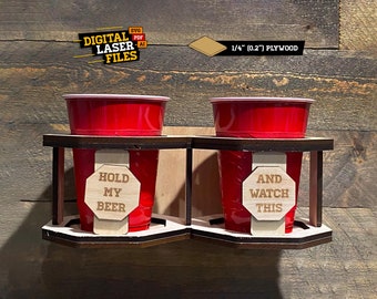 Heavy Duty Double Cup Mount SVG + Ai Laser Cut Files -- INSTANT DOWNLOAD