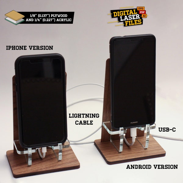 Android/iPhone Stand SVG + Ai Laser Cut Files -- INSTANT DOWNLOAD
