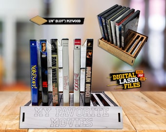 Display Stand for DVD Movies svg + Ai Laser Cut Files -- INSTANT DOWNLOAD