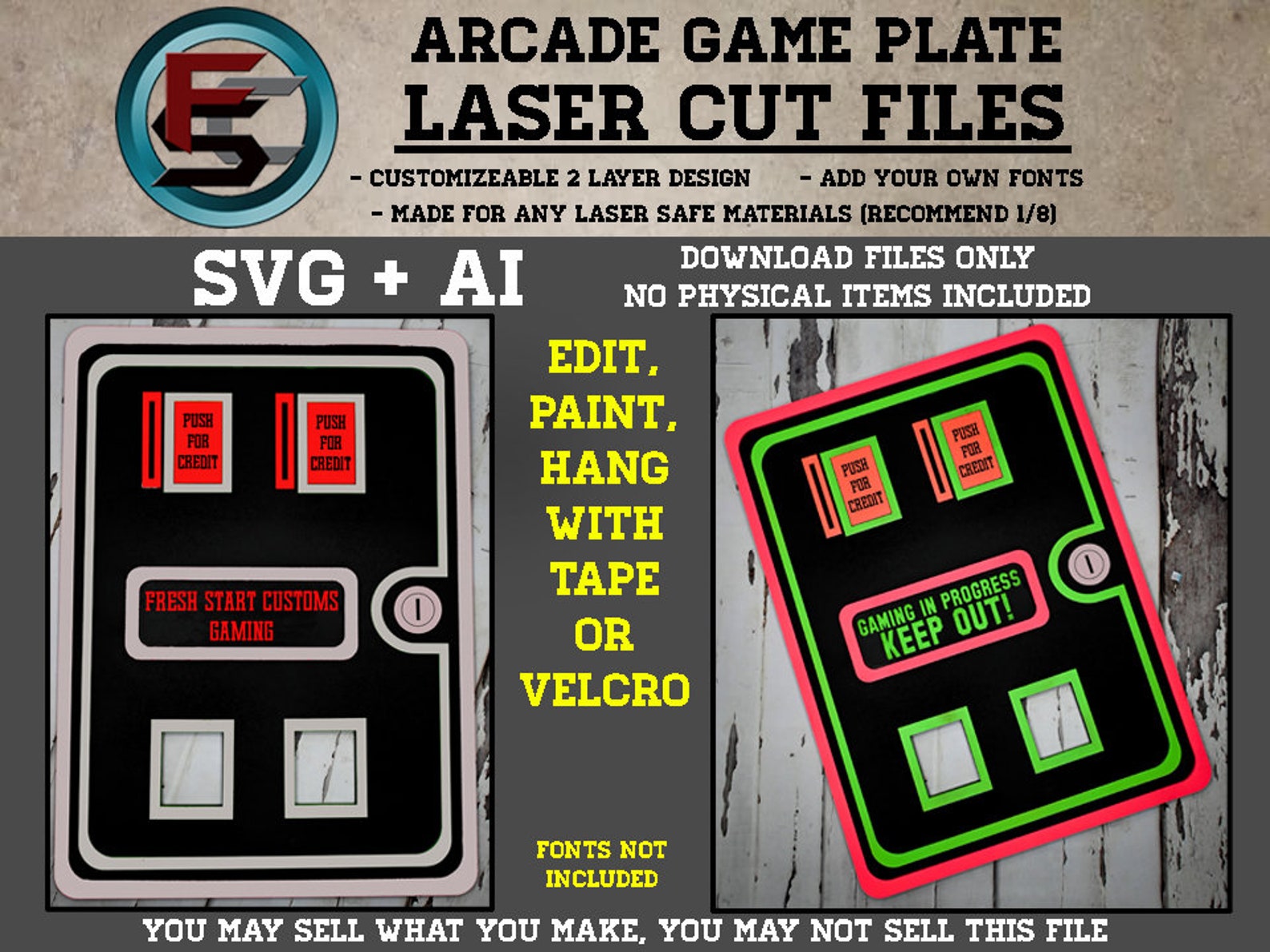 Arcade Game Plate SVG Ai Laser Cut Files INSTANT DOWNLOAD - Etsy