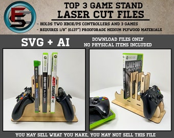 Top 3 Game Stand SVG + Ai Laser Cut Files -- INSTANT DOWNLOAD