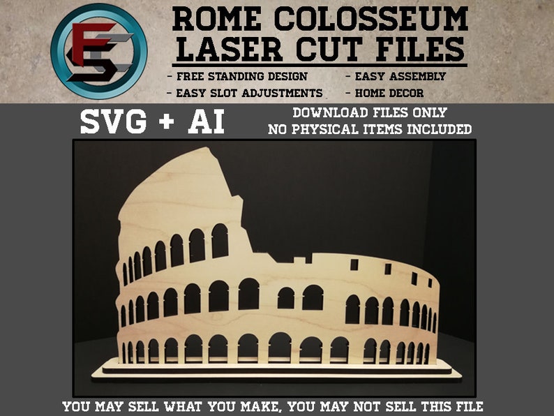 Rome Colosseum SVG Ai Laser Cut Files INSTANT DOWNLOAD image 3