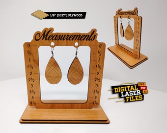 Earring Measurement Display SVG + Ai Laser Cut Files -- INSTANT DOWNLOAD