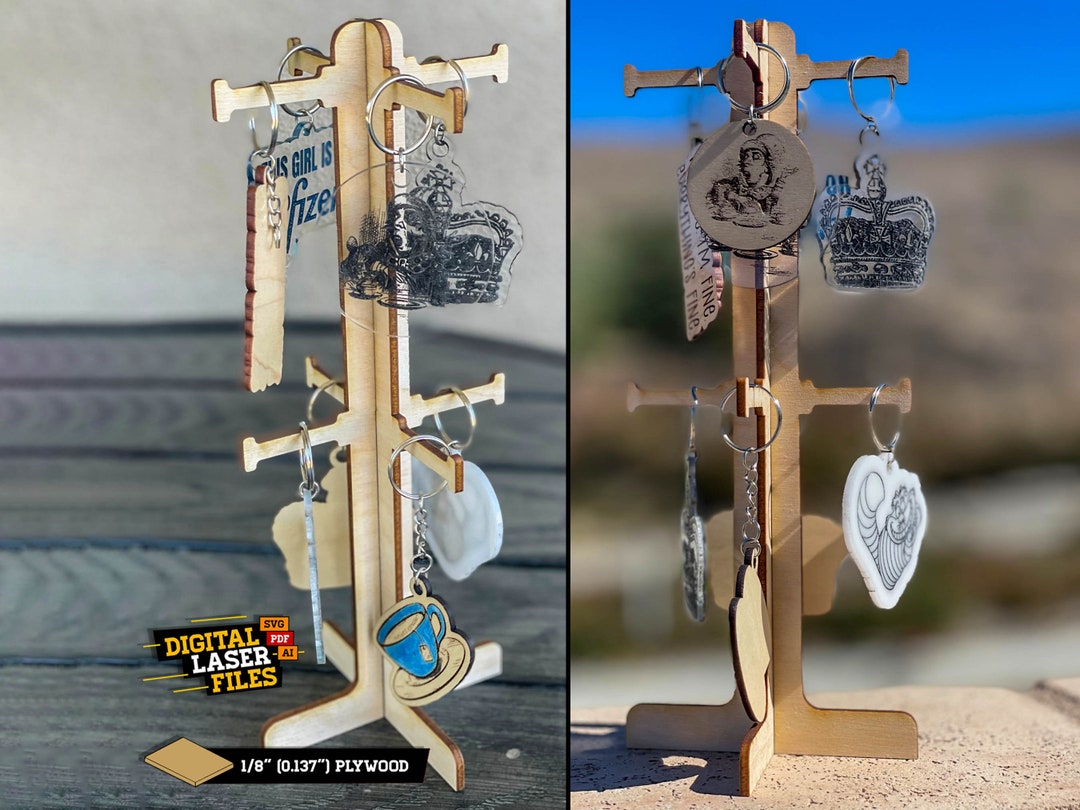 Two Row Post Keychain Display SVG + Ai Laser Cut Files -- INSTANT ...