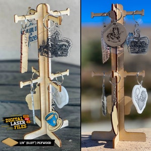 Two Row Post Keychain Display SVG + Ai Laser Cut Files -- INSTANT DOWNLOAD