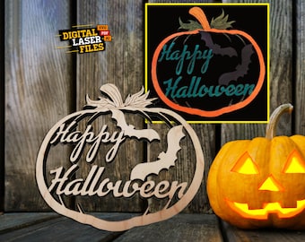 Halloween Pumpkin Bats SVG + Ai Laser Cut Files -- INSTANT DOWNLOAD