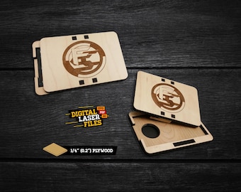 Slide and Lock Business Card Holder SVG + Ai Laser Cut Files -- INSTANT DOWNLOAD