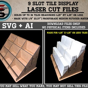 9 Slot Tile Display SVG Ai Laser Cut Files INSTANT DOWNLOAD image 5