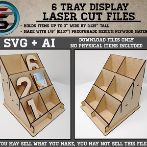 6 Tray Display SVG Ai Laser Cut Files INSTANT DOWNLOAD image 7