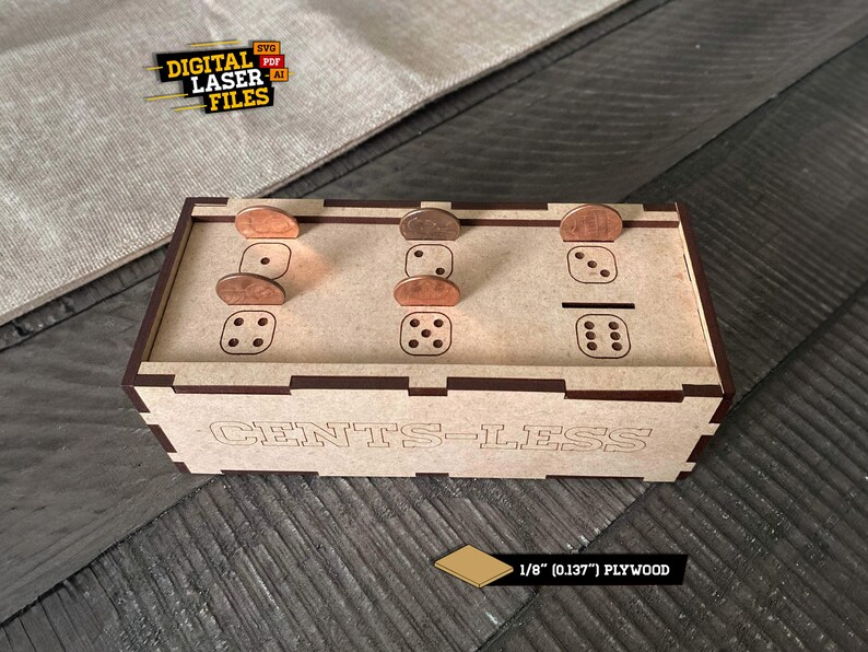 Cents-less the Game (version 2 - Thinner Wood Model) SVG + Ai Laser Cut ...