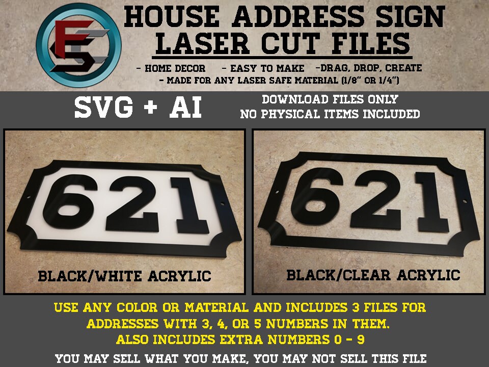 House Address Sign Svg + Ai Laser Cut Files -- INSTANT DOWNLOAD - Etsy ...