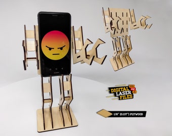 Robot Phone Stand SVG + Ai Laser Cut Files -- INSTANT DOWNLOAD