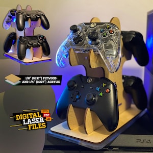 Four Player Gaming Stand SVG + Ai Laser Cut Files -- INSTANT DOWNLOAD