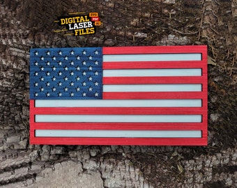 Layered American Flag SVG + Ai Laser Cut Files -- INSTANT DOWNLOAD