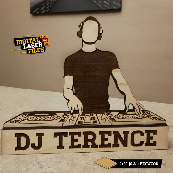 Dj Namensschild SVG + Ai Laser Cut Dateien -- INSTANT DOWNLOAD