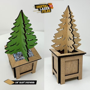 Mini Weihnachtsbaum Pflanzer SVG + Ai Laser Cut Dateien -- INSTANT DOWNLOAD