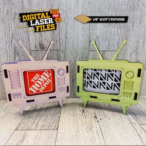 Retro TV Gift Card Holder svg + Ai Laser Cut Files -- DESCARGA INSTANTÁNEA