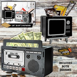 Combo Set Old School Radio und TV svg + Ai Laser Cut Dateien -- INSTANT DOWNLOAD